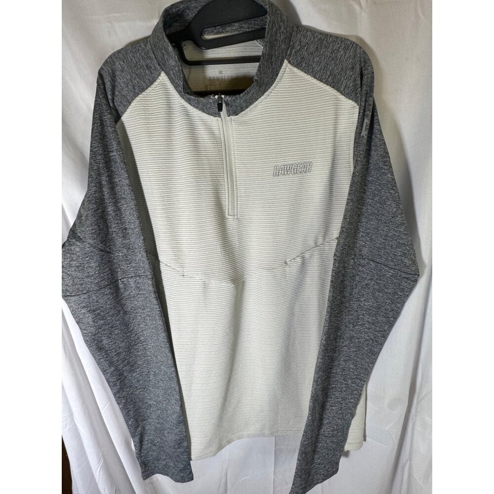 RAWGEAR Pullover Athletic Training Top Half Zip, Gray White,‎ Size L, NWT